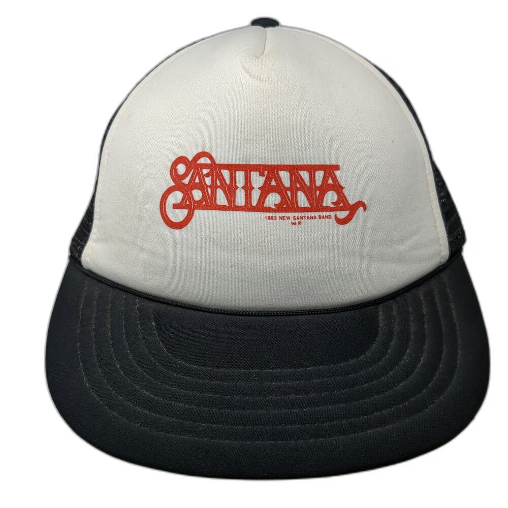 Santana 1983 New Band Black One Size Trucker Hat Mesh Snapback Foam Logo Vintage